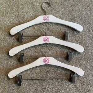 Victoria's Secret PINK Store Display White Wood Hangers w/Clips Lot Of 3 - USED